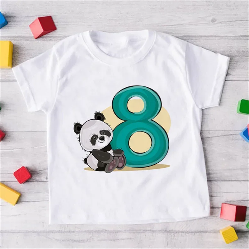 Camiseta panda de cuello redondo unisex para niños – manga corta - imagen 2