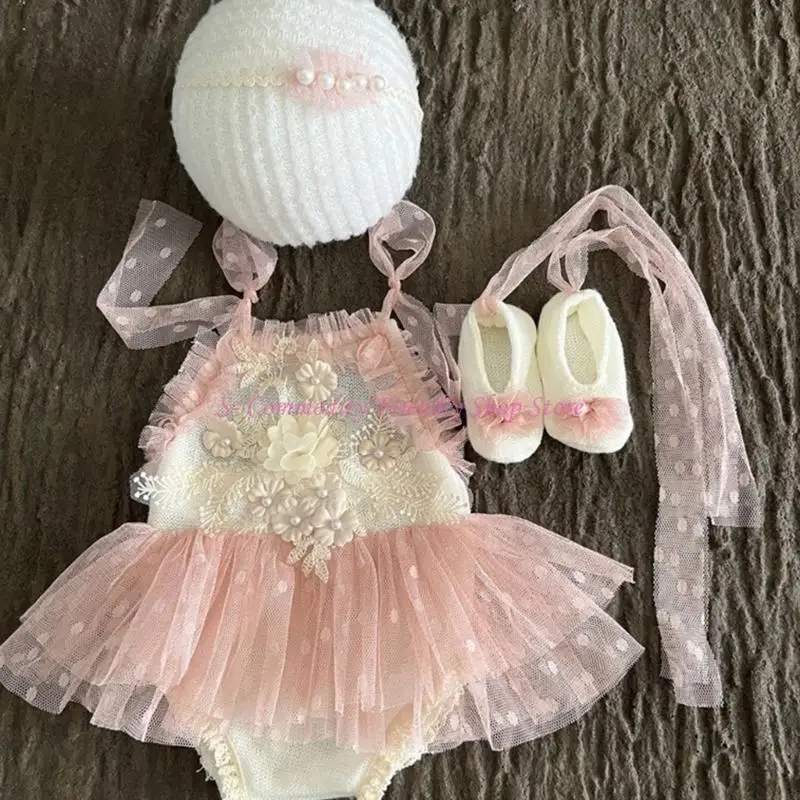 Accesorios para fotografía de recién nacido con vestido de encaje - imagen 2