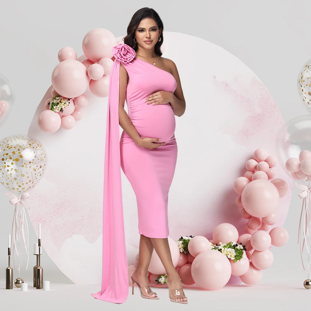Vestido midi veraniego de un hombro con manga flotante floral 3D - imagen 5
