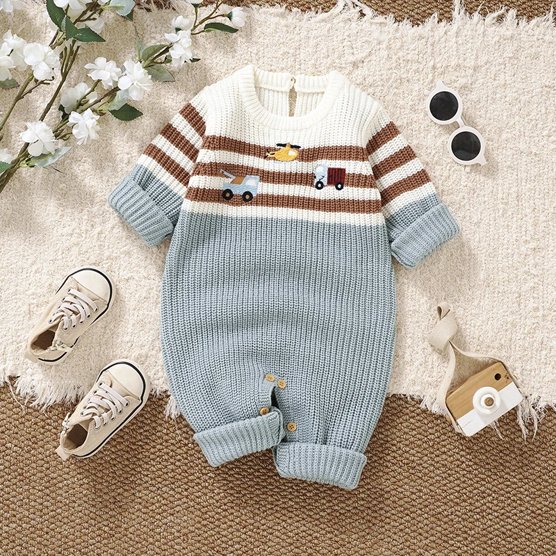 Peleles de punto para bebé: moda otoño-invierno con cuello redondo - imagen 2