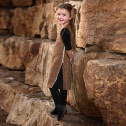 Vestido de invierno niña acanalado con cremallera – Sin mangas