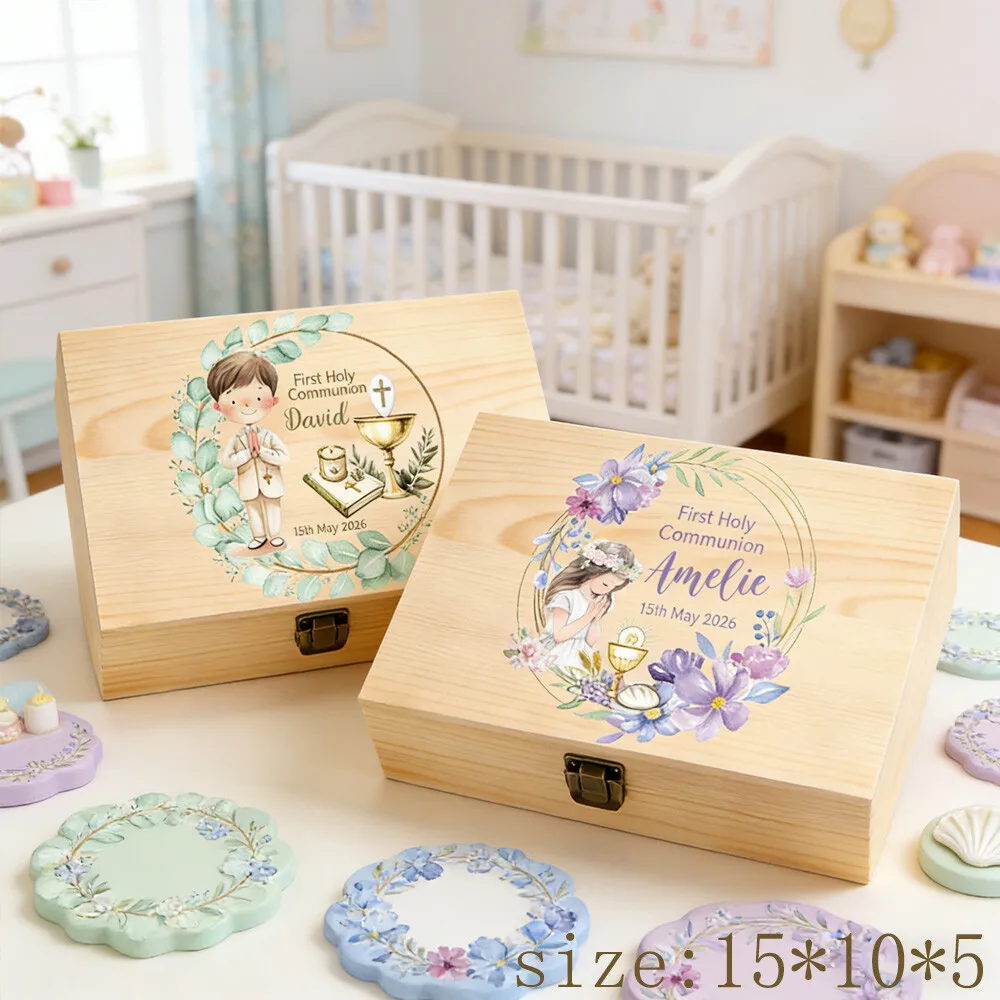 Caja de recuerdo personalizada para Primera Comunión y bautizo - imagen 2