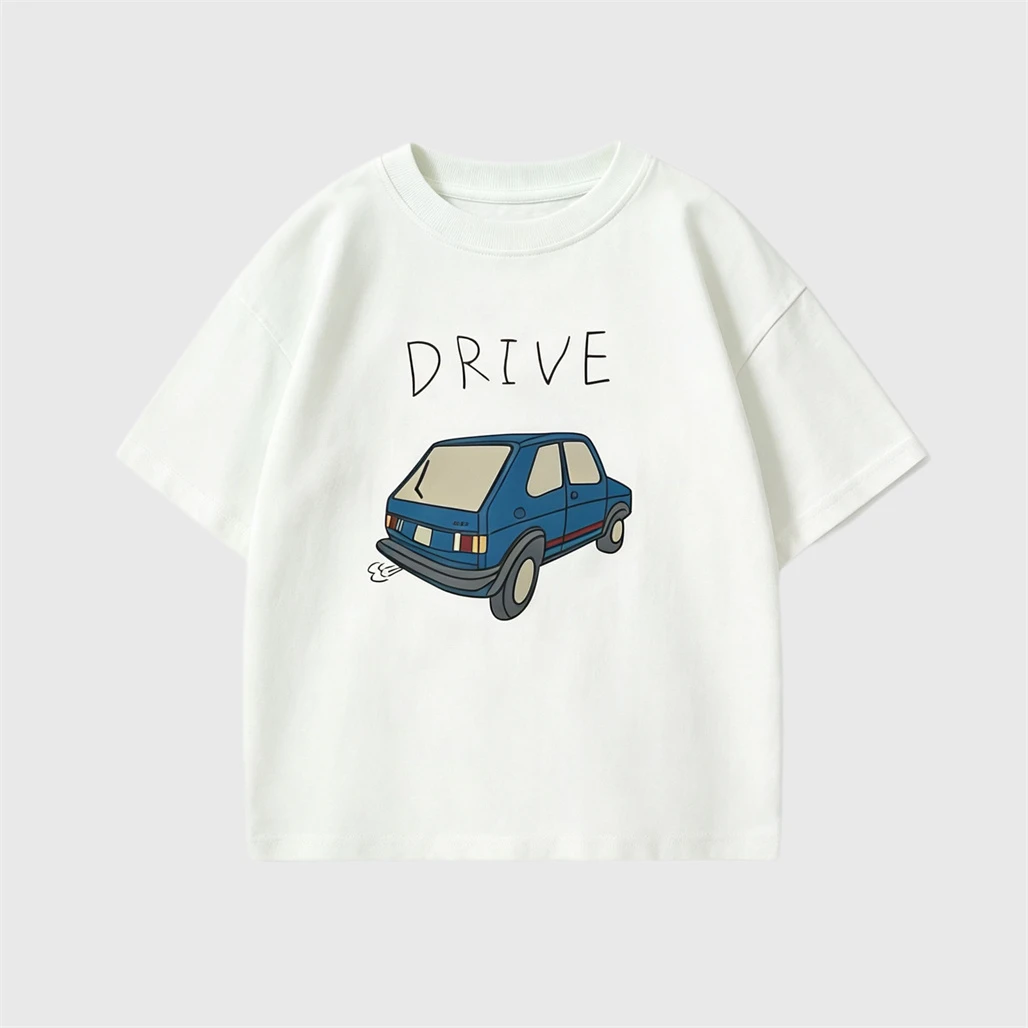 Camiseta infantil estampada de cuello redondo