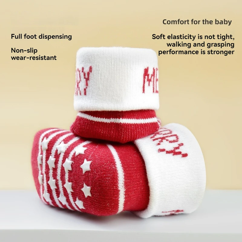 Calcetines de Navidad absorbentes de algodón para bebé unisex - imagen 4