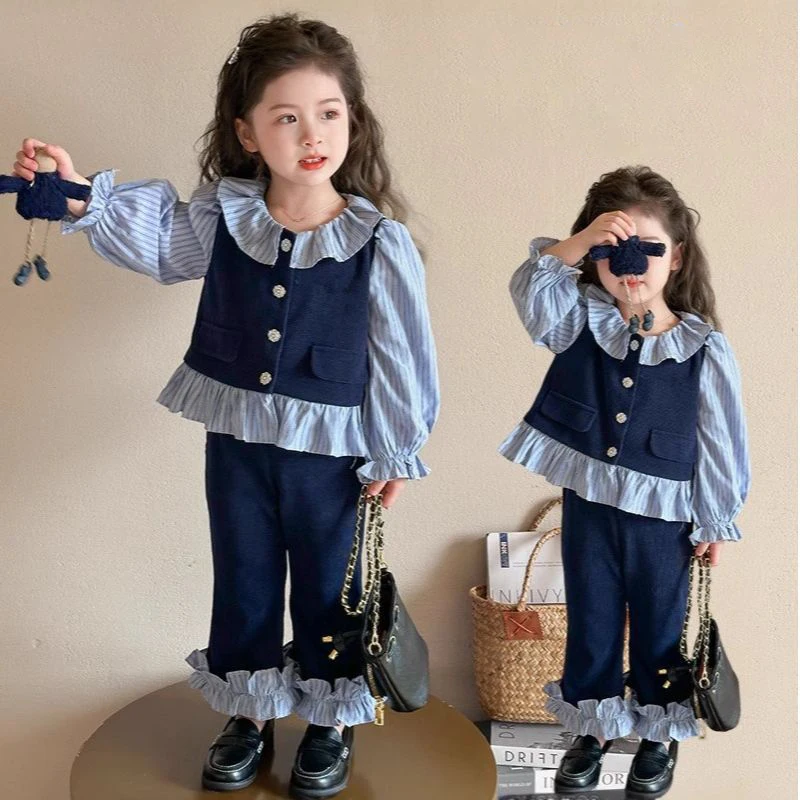 Conjunto otoño niña con camisa de retales y pantalón acampanado - imagen 3