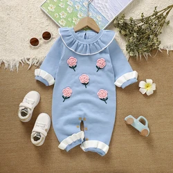 Peleles de punto para bebé con estampado floral azul