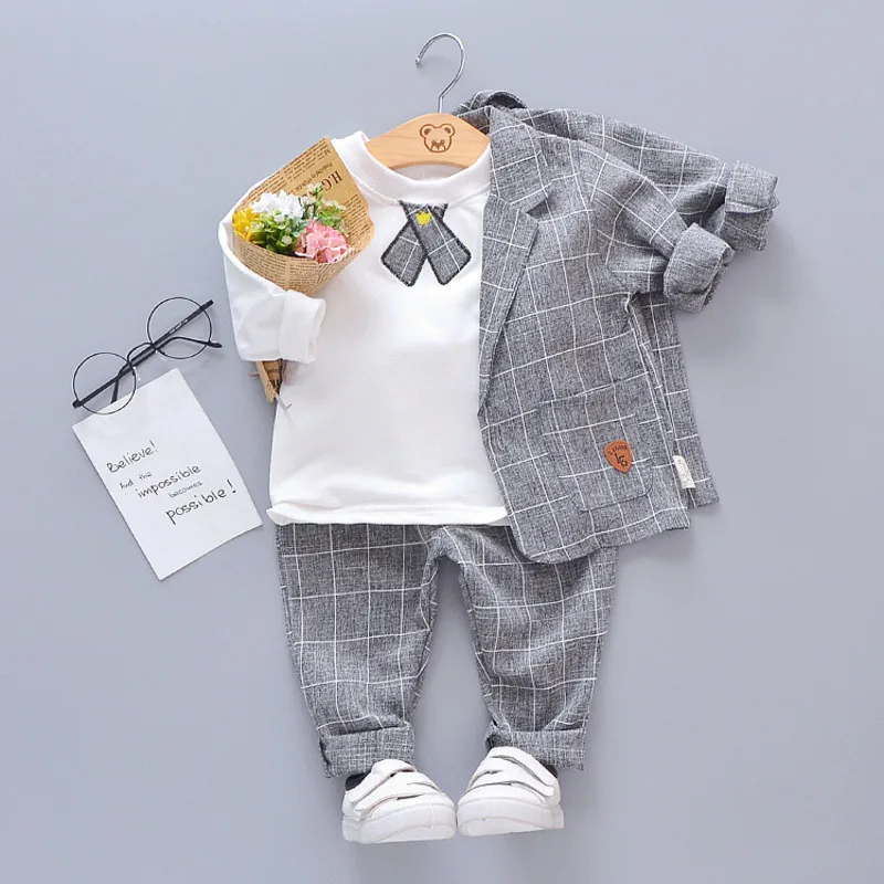 Conjunto bebé: abrigo a cuadros con camiseta y pantalón - imagen 3