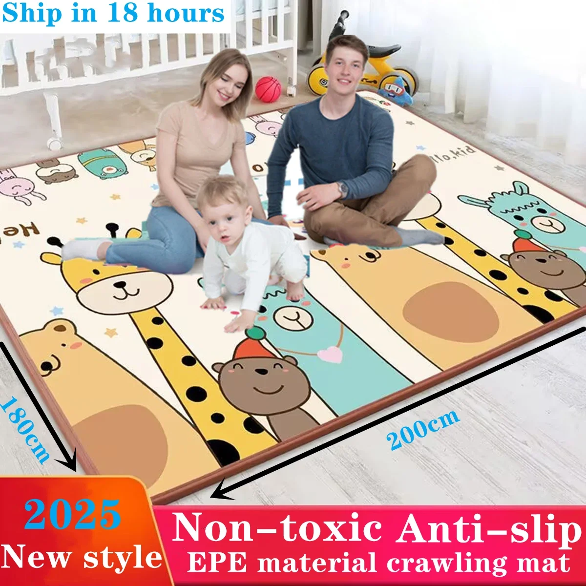 Alfombra de juego plegable gruesa para bebés con dibujos animados - imagen 2