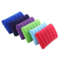 Almohada de viaje inflable de cuello flocada portátil para camping