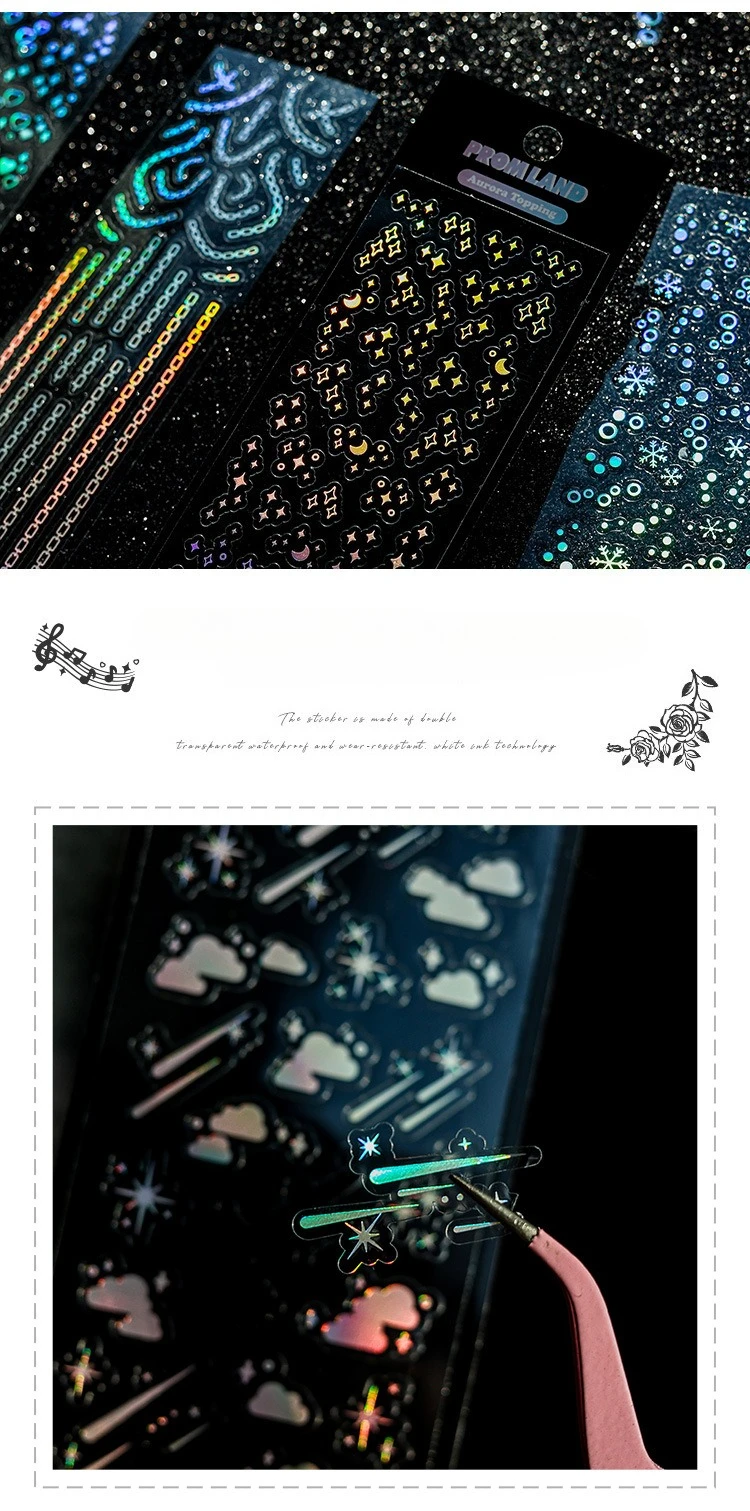Pack de 12 hojas de pegatinas con variedad de estrellas y elementos espaciales