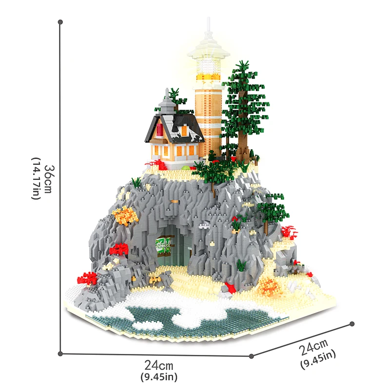 Bloques de construcción del faro con luz, juguete infantil