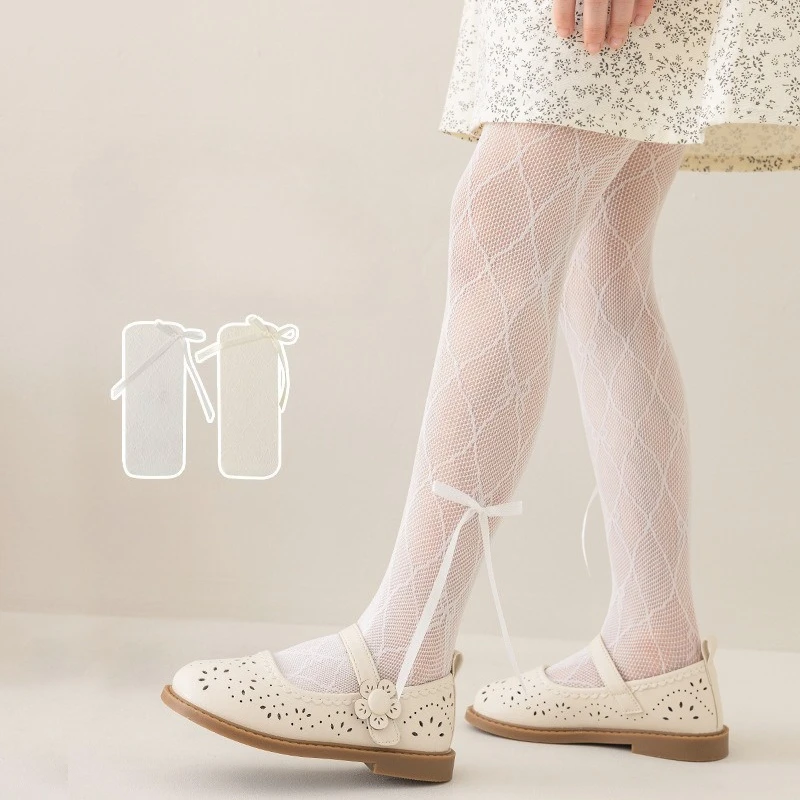 Pantimedias finas de malla con lazo para niña, verano - imagen 3