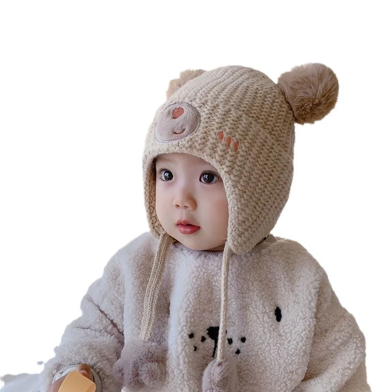 Gorro bebé lana algodón protege oídos en otoño invierno - imagen 3