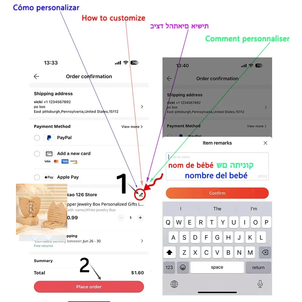 Caja hada de los dientes personalizada en madera con nombre - imagen 5