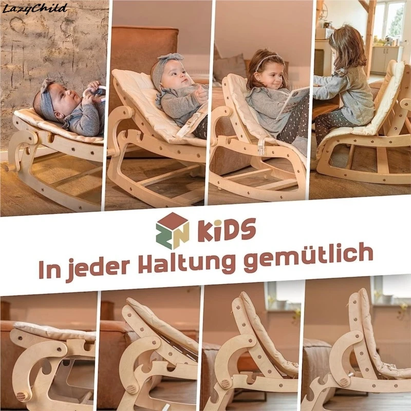 Cuna mecedora LazyChild 3 en 1 convertible de madera para bebé - imagen 4