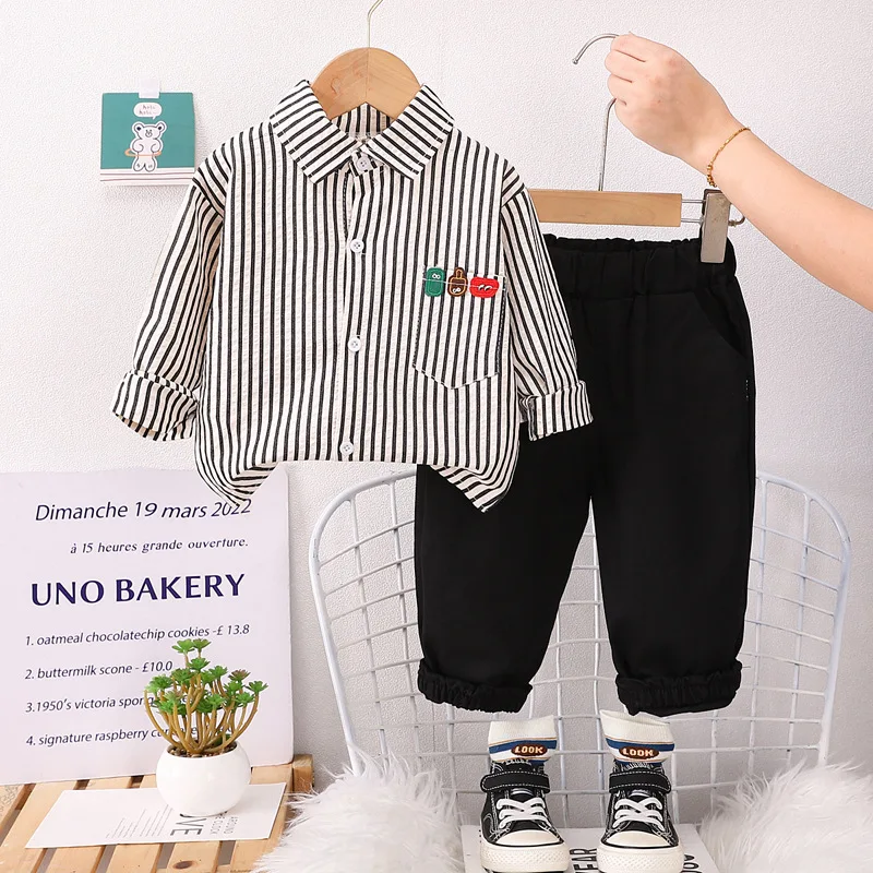 Conjunto bebé de otoño: camisa manga larga y pantalón - imagen 2