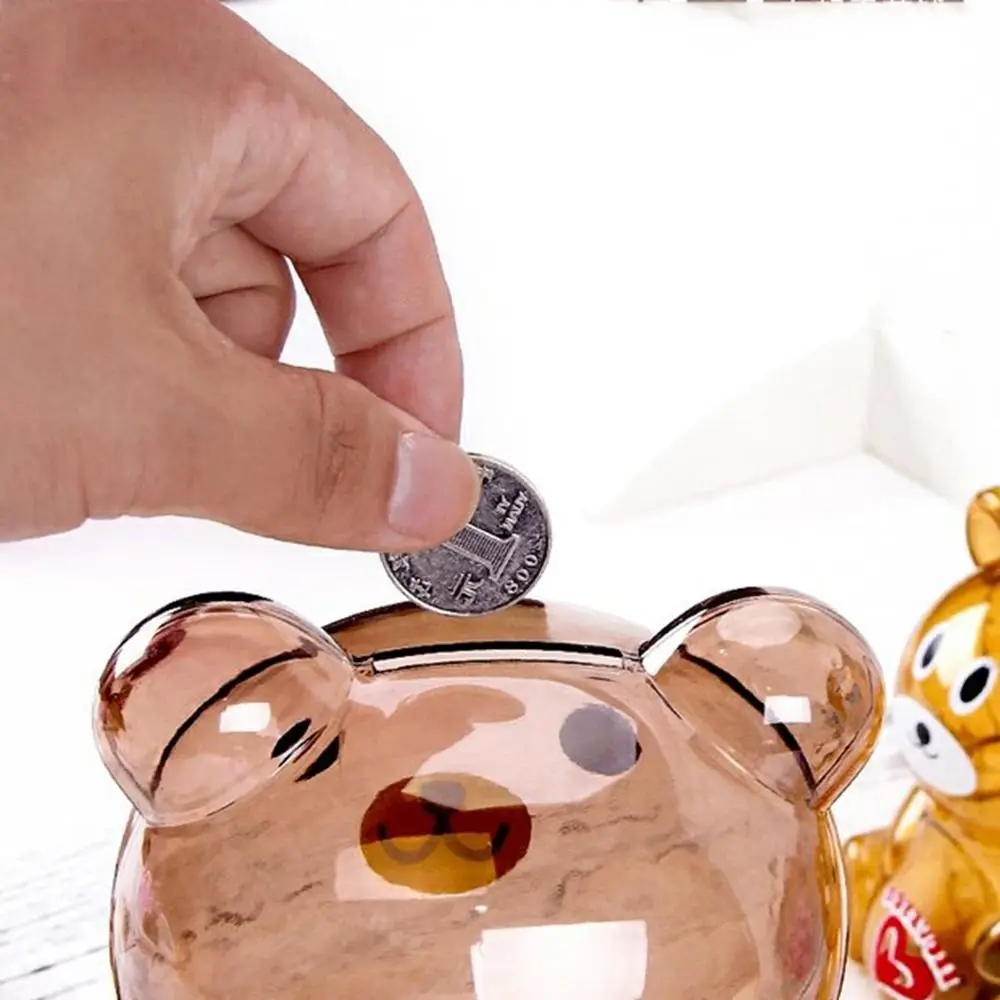 Hucha de osito creativa con papel transparente para monedas - imagen 4