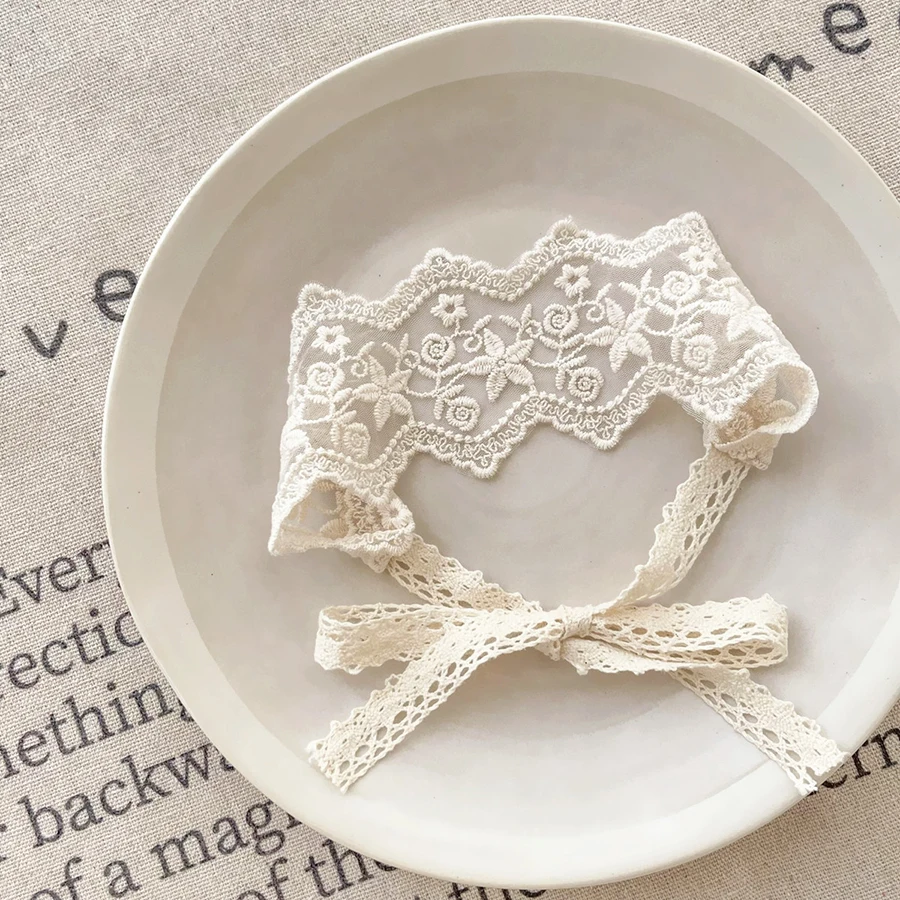 Diadema floral encaje blanco para bebé recién nacido - imagen 2