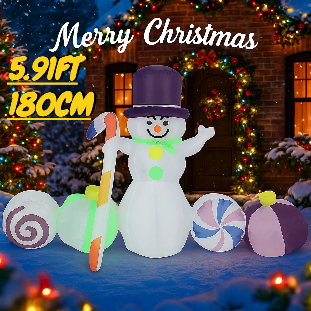 Decoración inflable Navidad con muñeco de nieve y luces LED - imagen 5