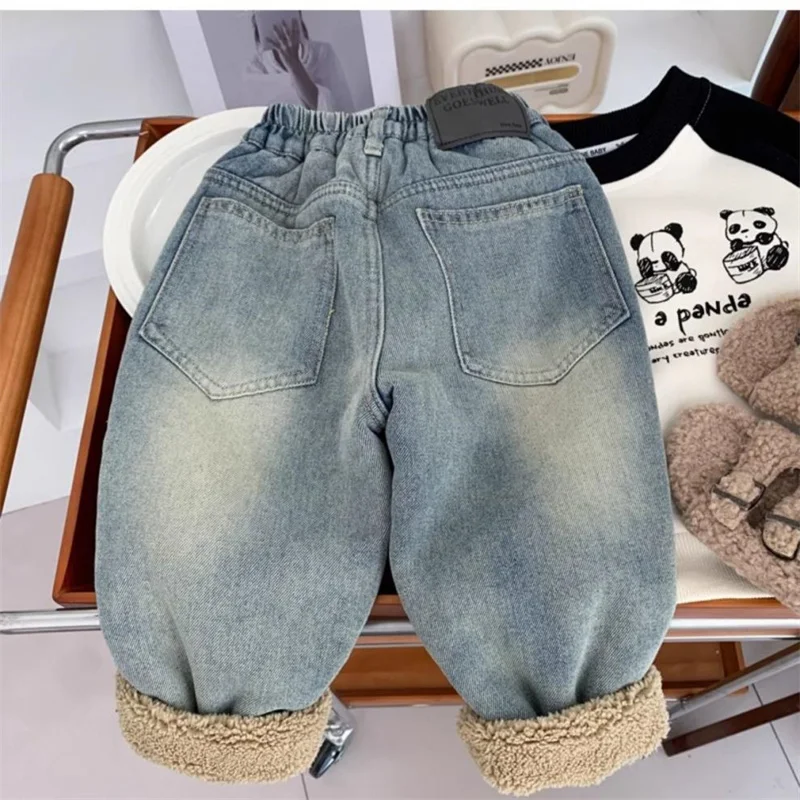 Pantalones vaqueros de lana y terciopelo para niños de invierno - imagen 5