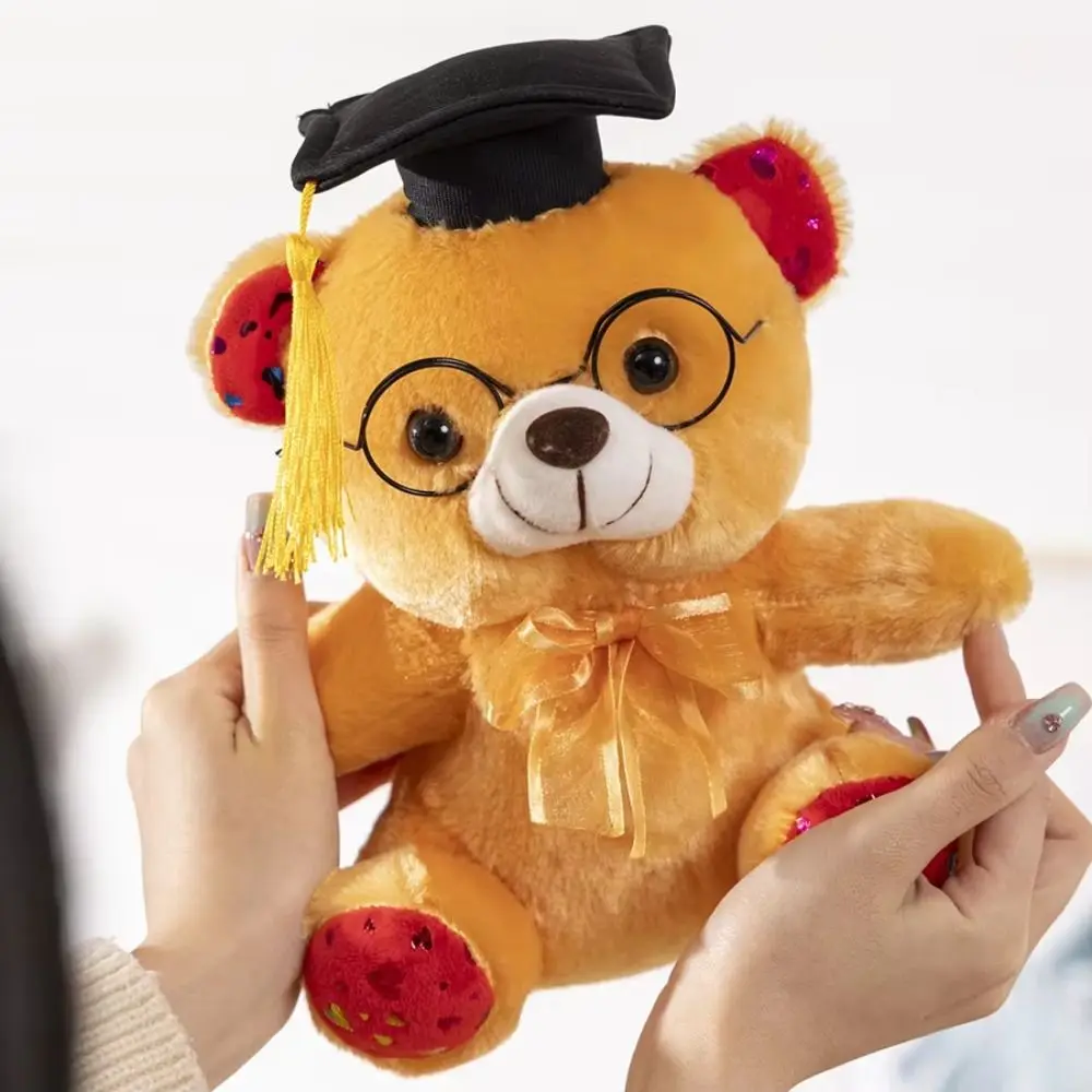 Oso de peluche de graduación con birrete de doctor, suave
