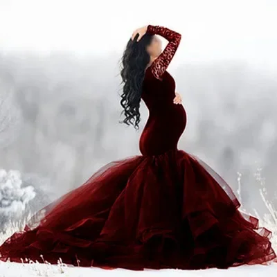 Vestido de encaje premamá sin hombros – Elegante - imagen 5