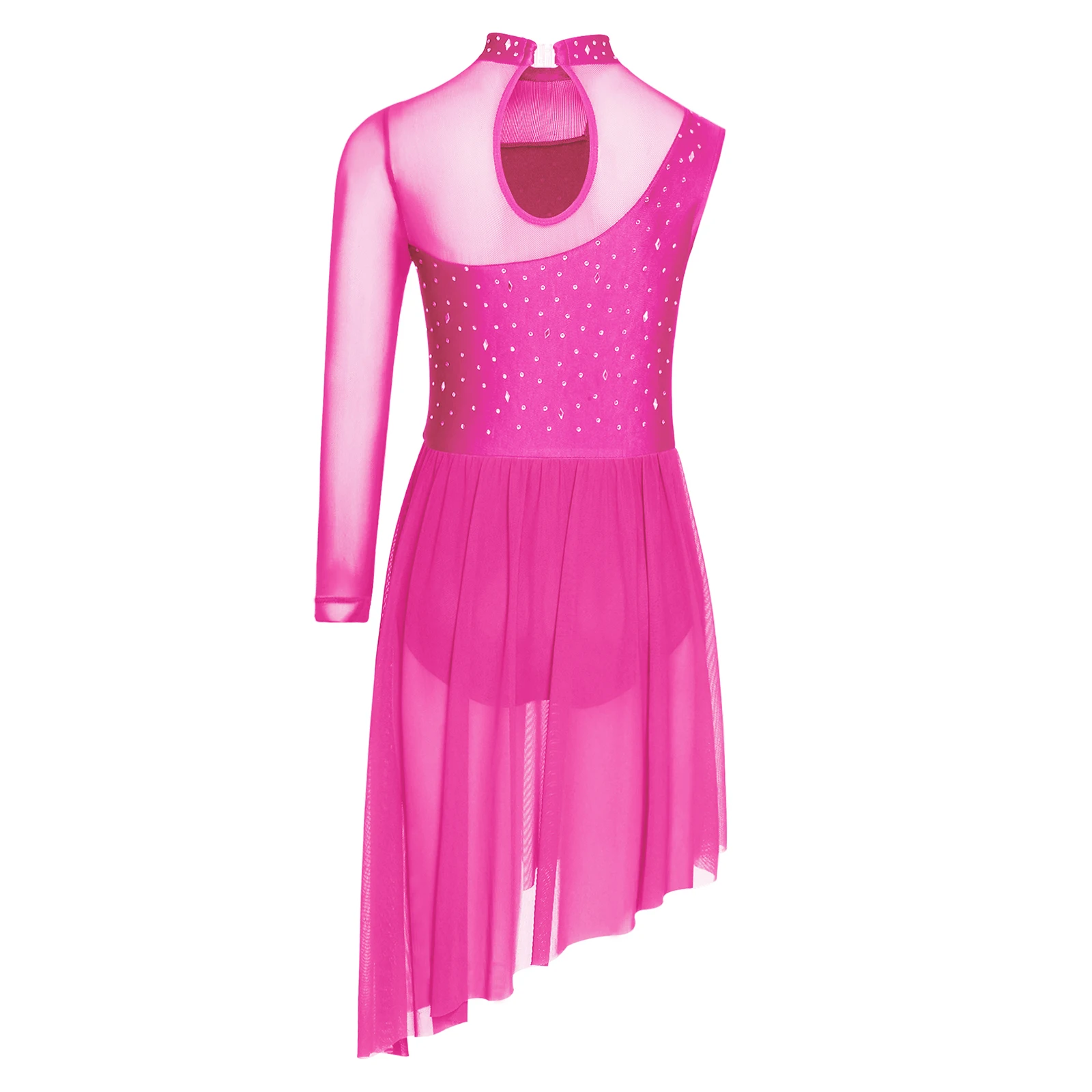 Vestido de ballet moderno para niñas con tul y pedrería brillante - imagen 4