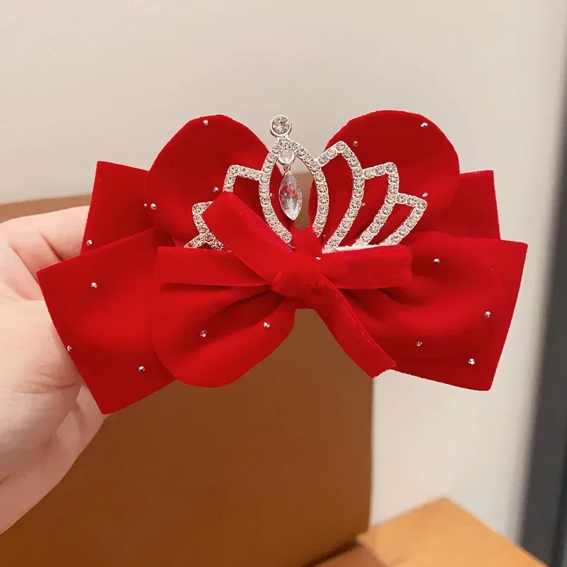 Pinza corona roja vintage para el cabello de niña - imagen 2