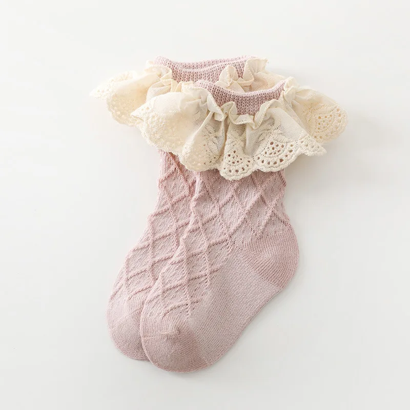 Calcetines de algodón con encaje floral para bebé 0-5 años