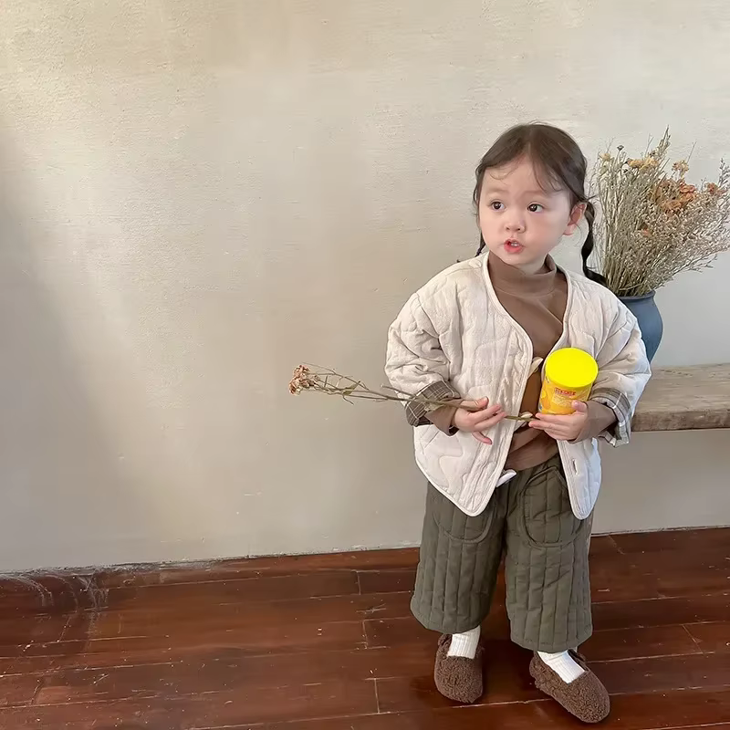 NewBoys Pantalones de algodón con cintura elástica para niñas - imagen 5
