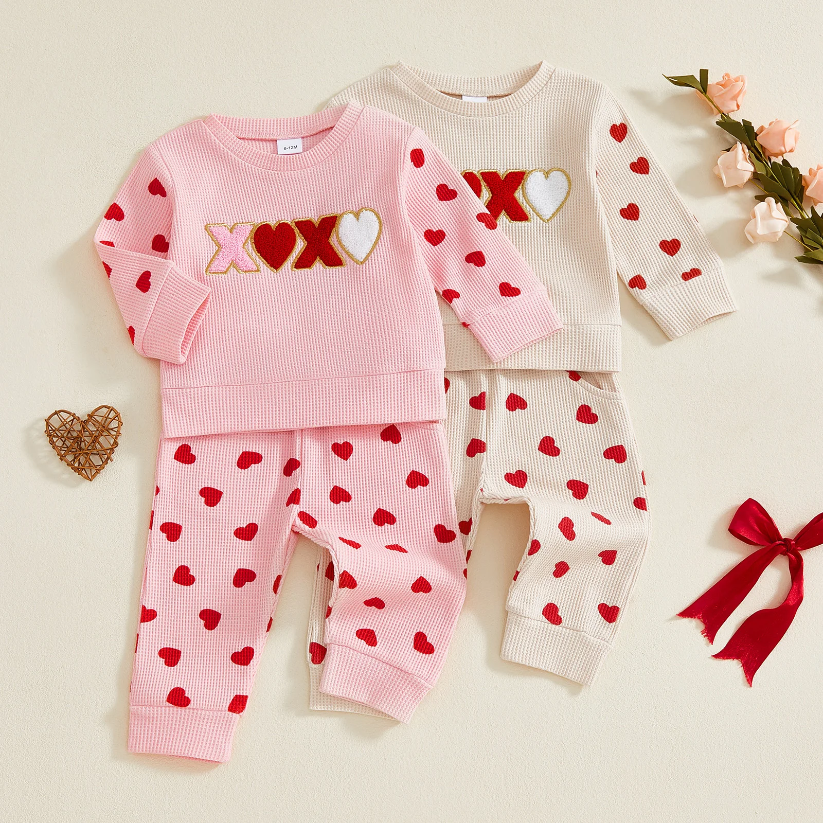 ViSgogo Conjunto San Valentín para niña con bordado de corazones - imagen 5