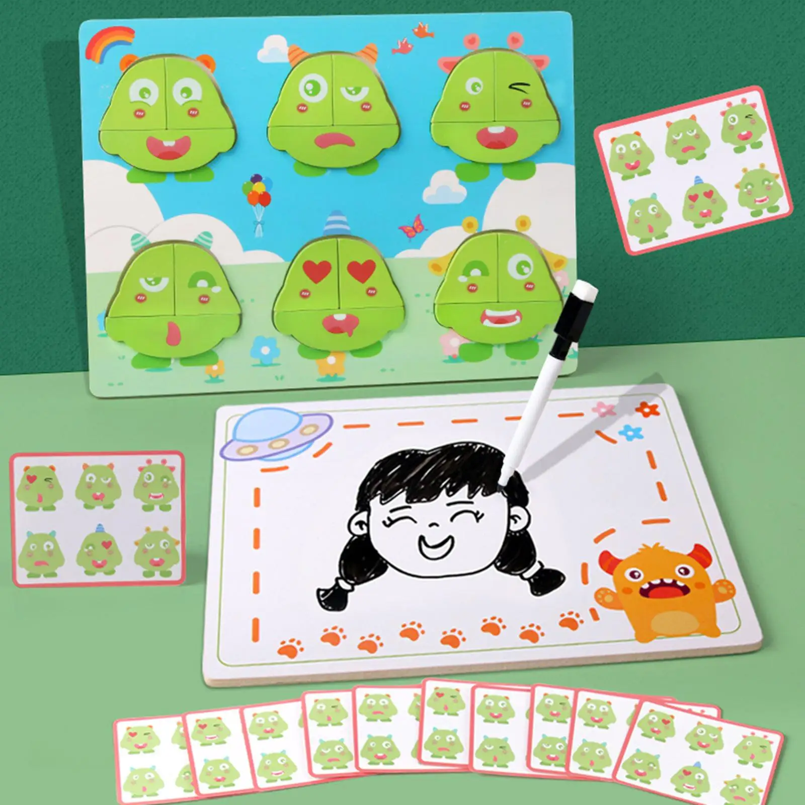 Juguete Montessori de madera interactivo con tablero de dibujo - imagen 5