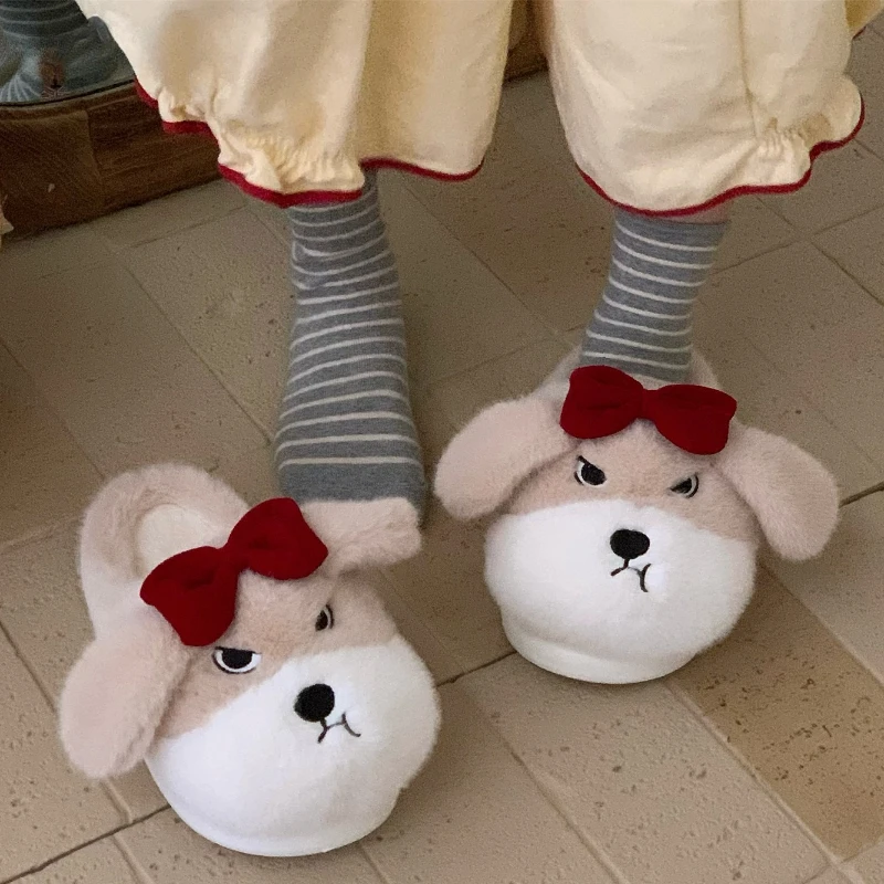 Pantuflas de perro dibujos animados – Felpa algodón para invierno - imagen 3