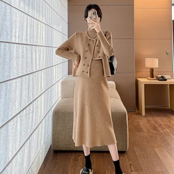 Conjunto premamá suéter y vestido de punto para otoño e invierno