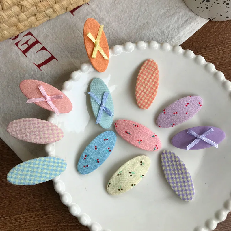 Horquilla de pelo floral y cuadros de tela con clip para niños - imagen 4
