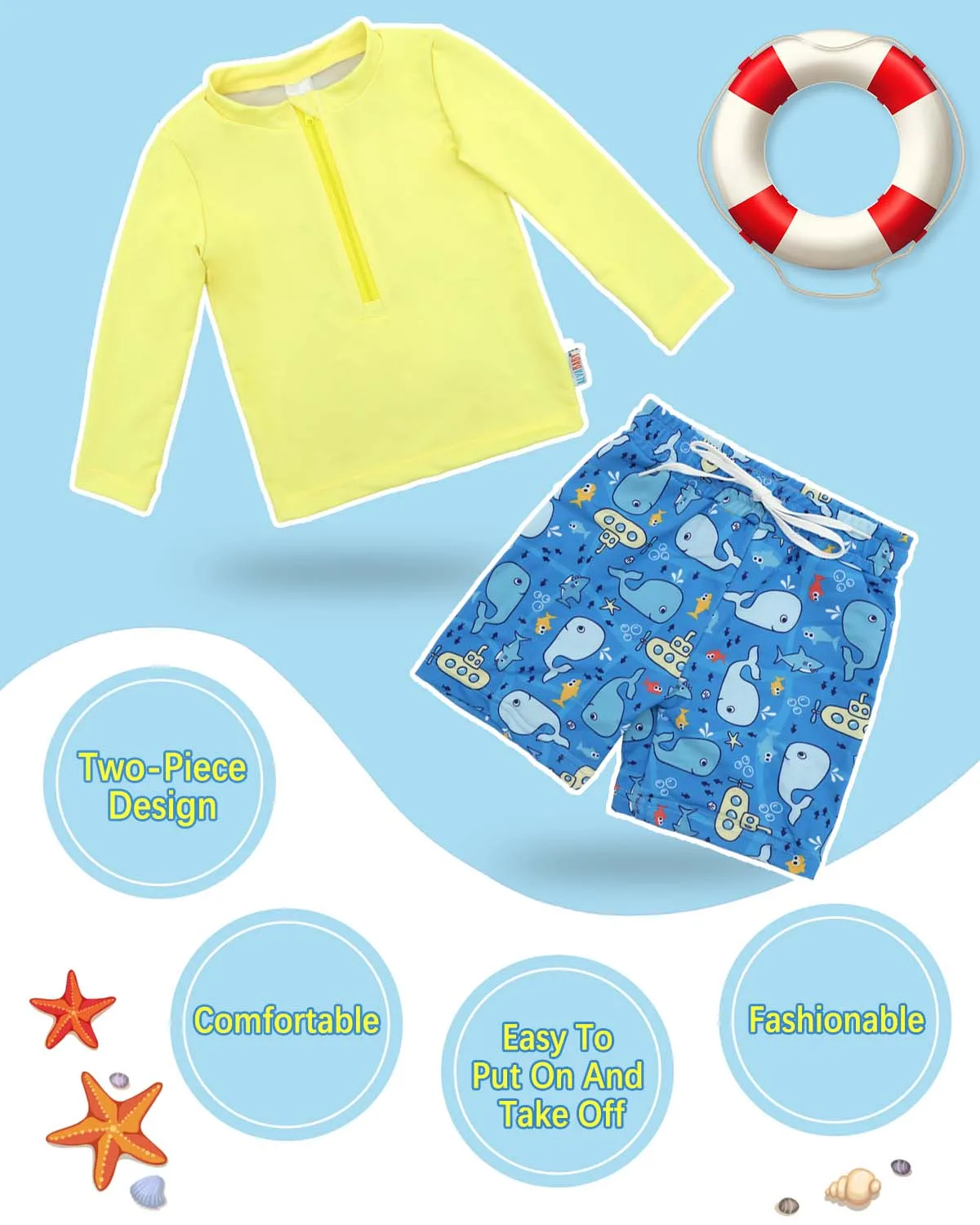 ALVABABY Traje de baño manga larga UPF 50+ para niño, filtro solar - imagen 2