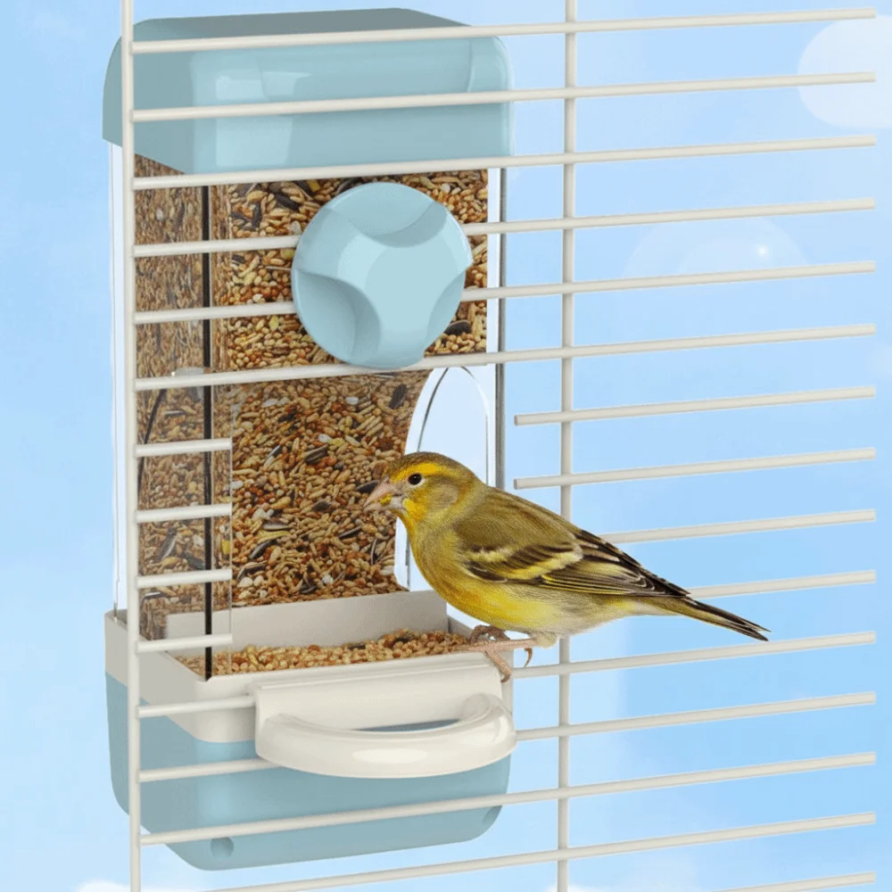 Comedero automático para pájaros con cajón antiderrames y separador