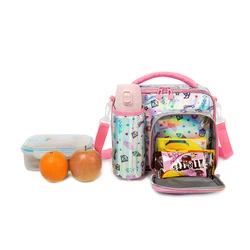 Lonchera escolar aislada unicornio para niñas con porta botella