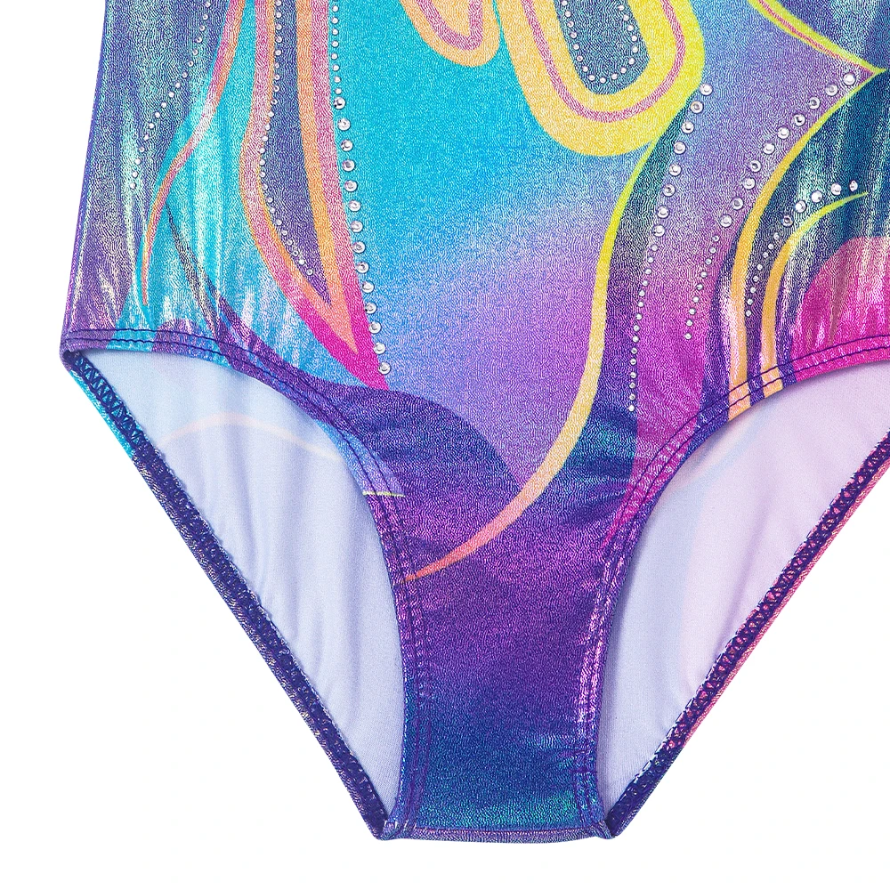 Leotardos de gimnasia para niñas con pantalón corto brillante