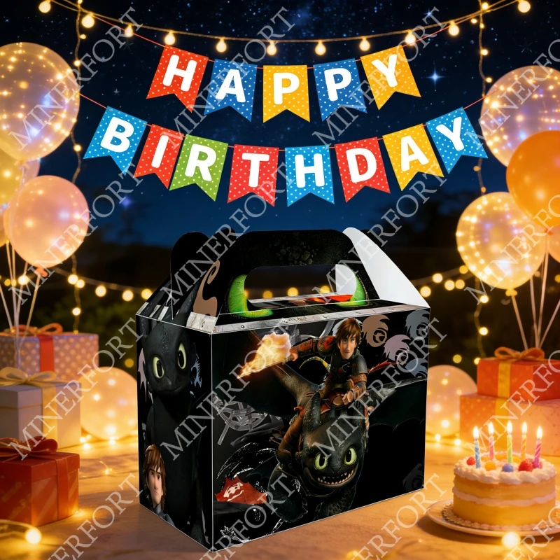 Caja de dulces de papel Cómo entrenar a tu dragón para fiestas - imagen 3