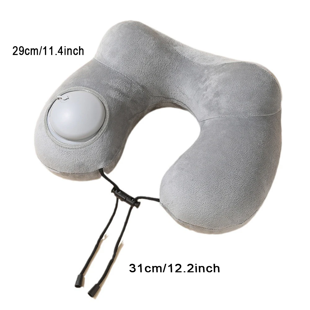 Almohada de cuello portátil inflable para viajes, desmontable - imagen 4