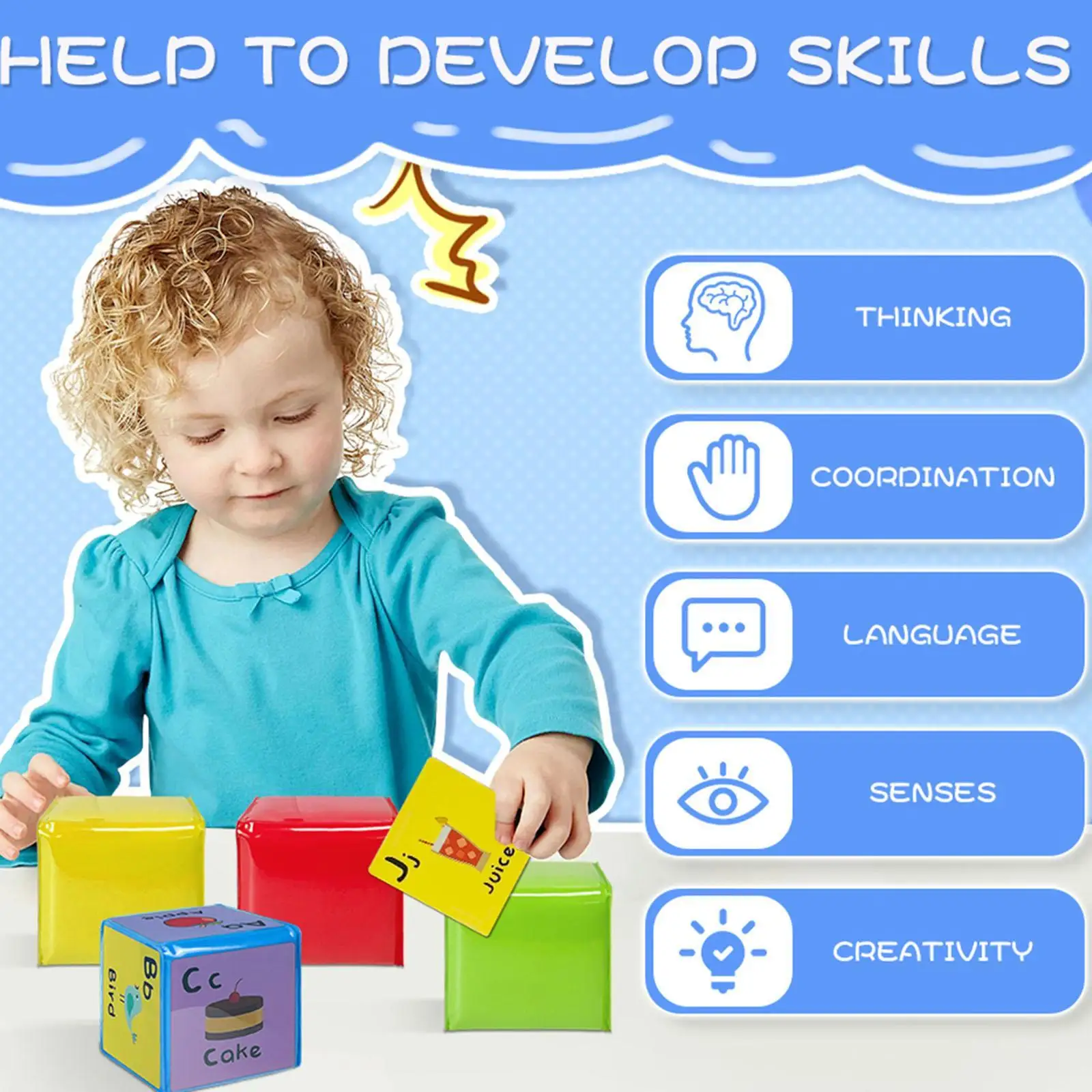 Dados blandos educativos de manualidades para fiesta, motricidad fina - imagen 4