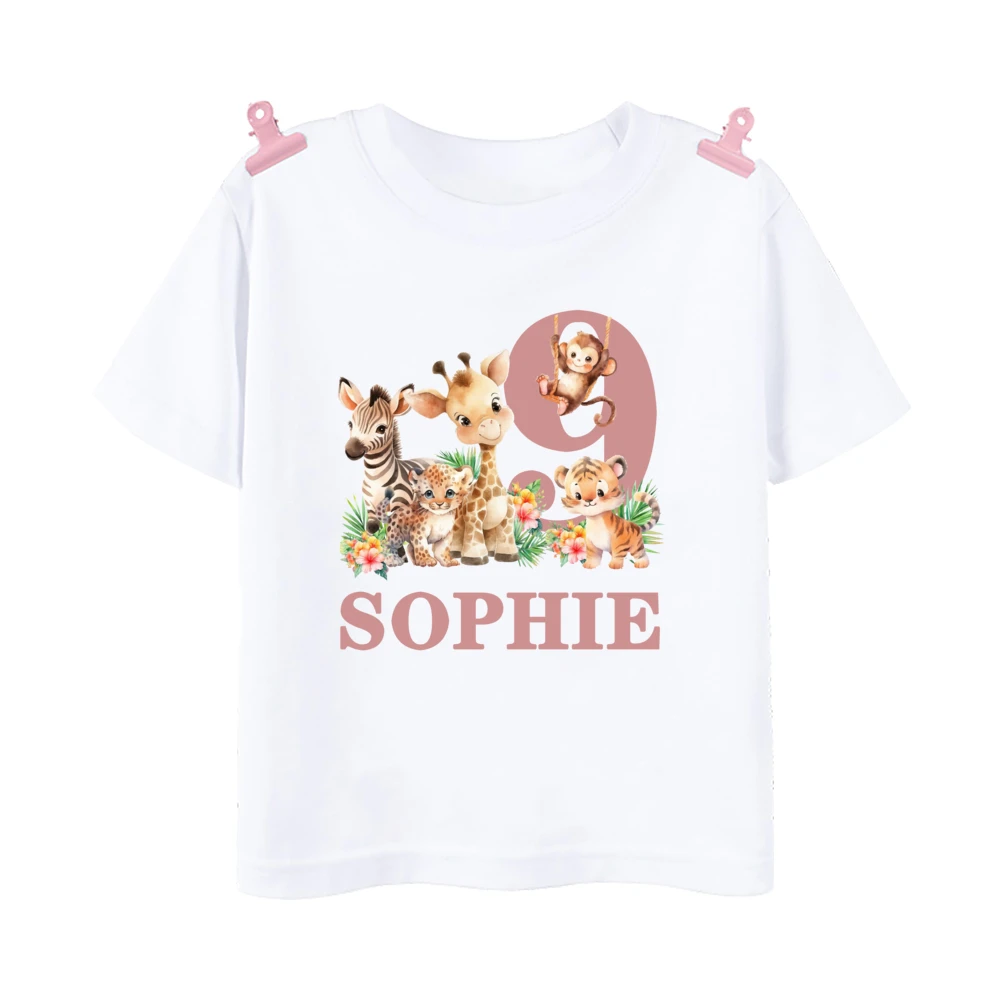 Camiseta de cumpleaños selvática personalizada para niña - imagen 3