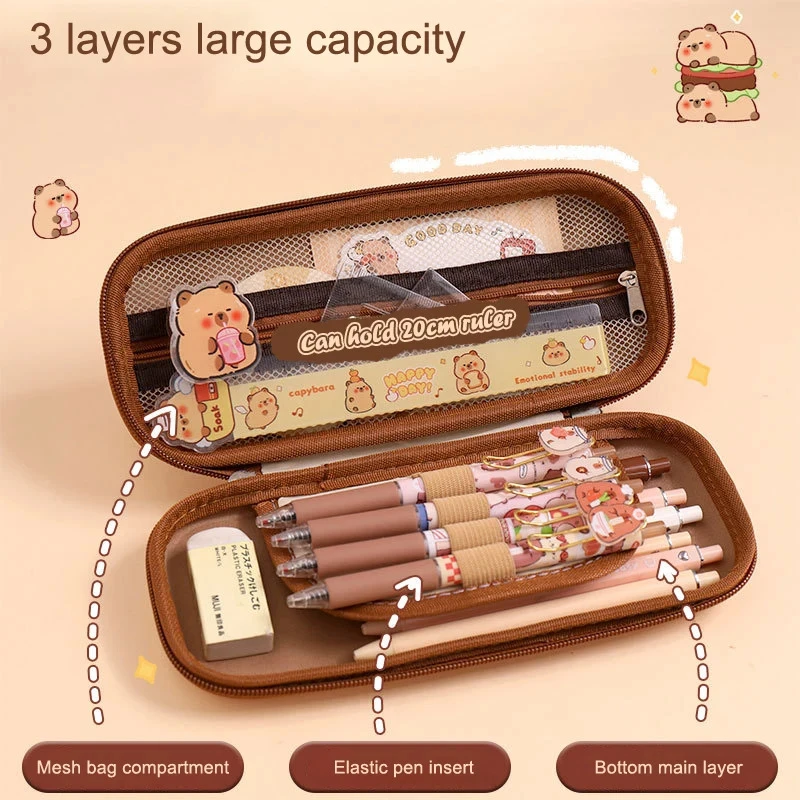 Estuche escolar impermeable con capybara - Gran capacidad para niños - imagen 5