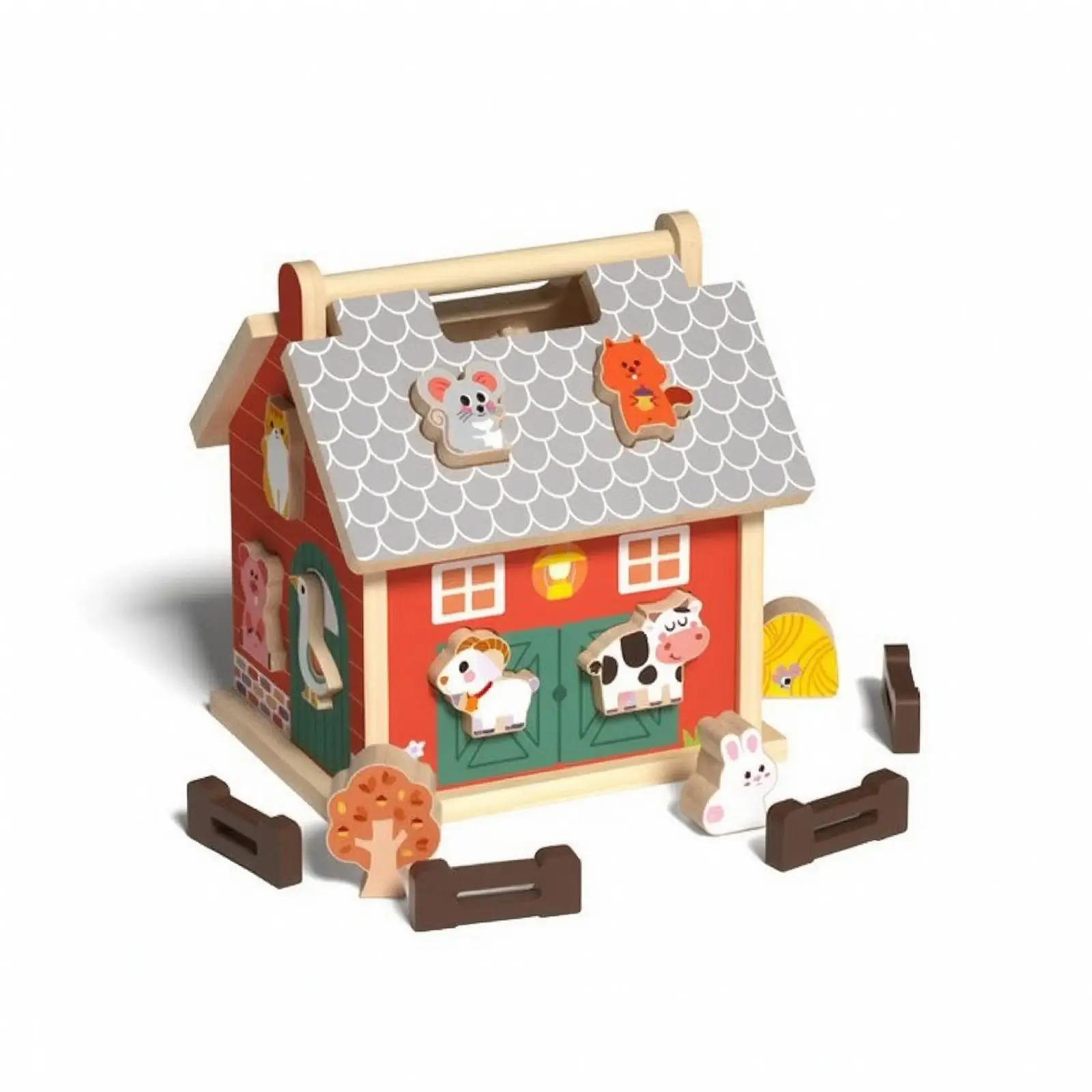 Rompecabezas de madera encajable multicolor Casa de Campo infantil