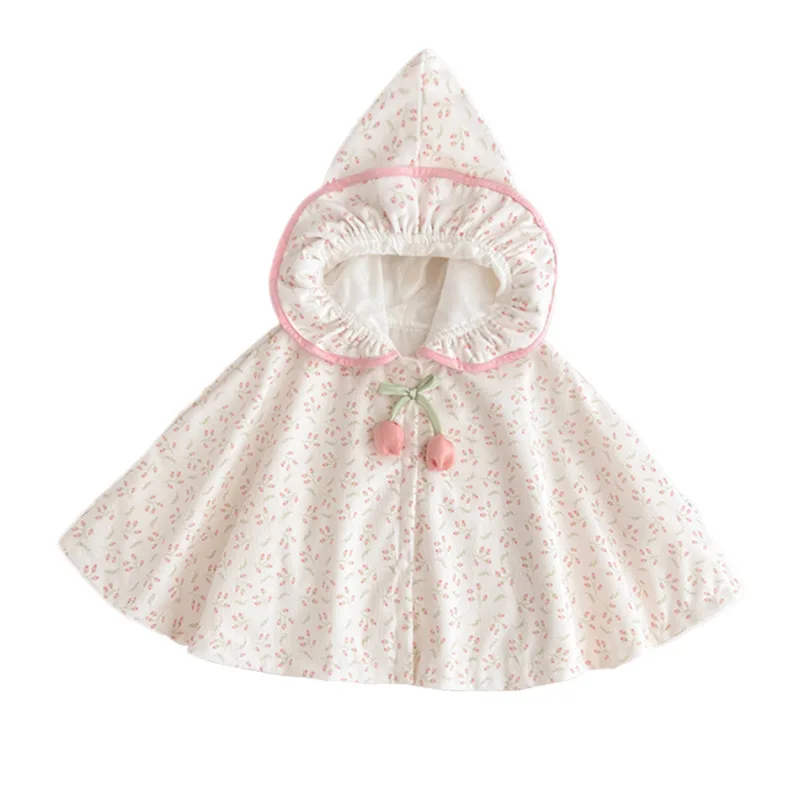 Capa princesa floral cortavientos para bebé – Poncho cálido otoño - imagen 5
