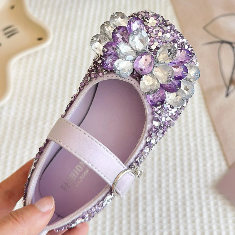 Zapatos de niña antideslizantes de piel suave con lentejuelas - imagen 2
