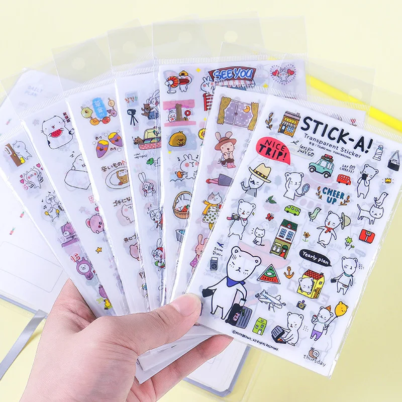 Pegatinas transparentes de animalitos para álbum infantil