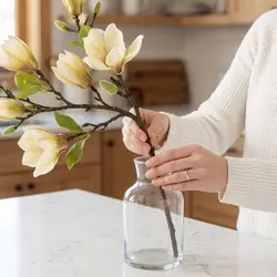 Ramo de magnolia artificial Real Touch de seda sin decoloración