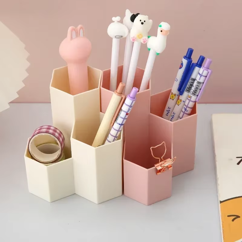 Portalápices multifuncional para escritorio de plástico colorido - imagen 2